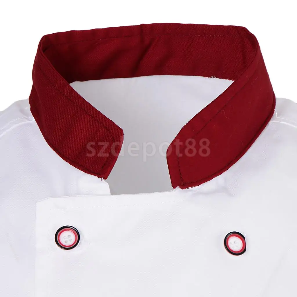 Unisex Chef Jacket White Red Air Mesh Short Sleeve Double Breasted Hotel Kitchen Catering Chefwear Coat Uniform Shirt Tops
