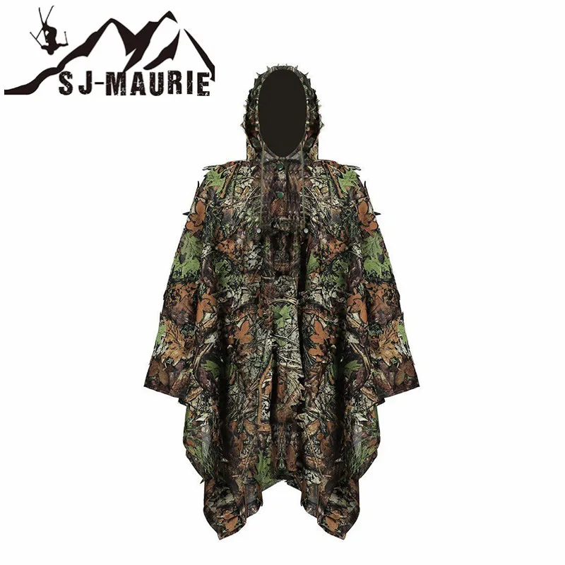 SJ Maurie Высокое качество 3D лист Ghillie Костюмы камуфляж пончо плащ Охота лесная