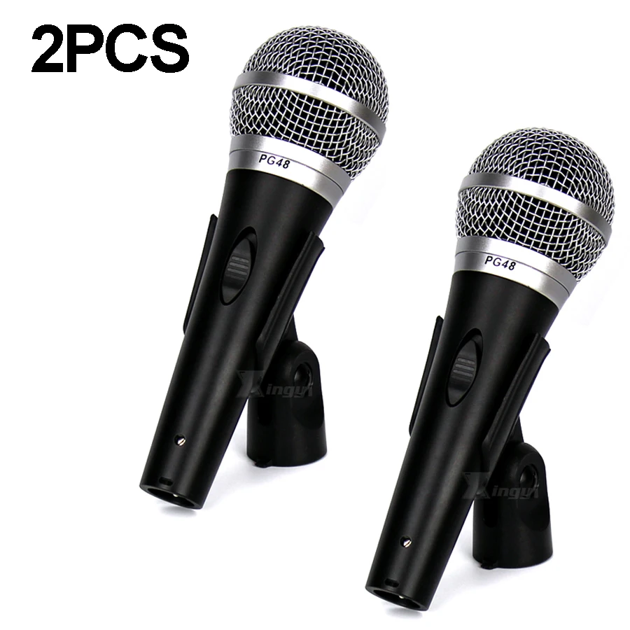 

2PCS Professional Switch Vocal Wired Mic Dynamic Karaoke Microphone System For PG48 PGA48 PG PGA 48 Audio Mixer Power Amplifier