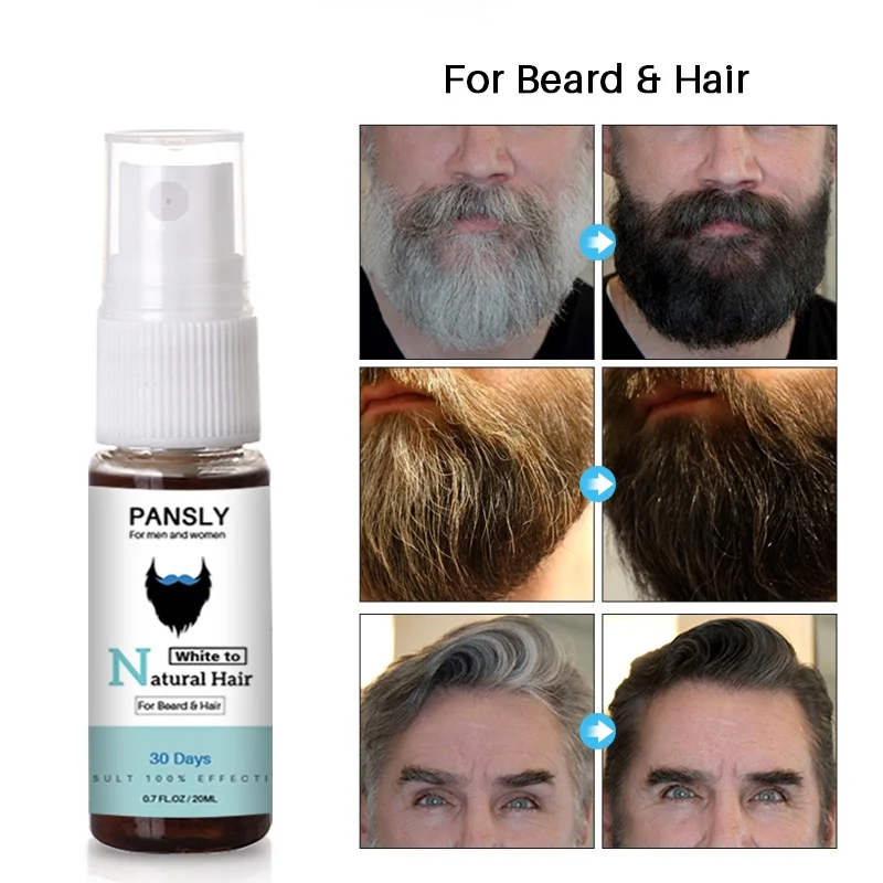 Unisex Beard Hair Spray Herbal Cure White Hair Care Tonic Restore White Beard& Hair To Natural Hair Color Spray