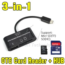 Kebidu 3 в 1 микро usb-хаб хост OTG подключение мобильного телефона SD TF карта флэш-накопитель ридер для Android адаптер с кабелем