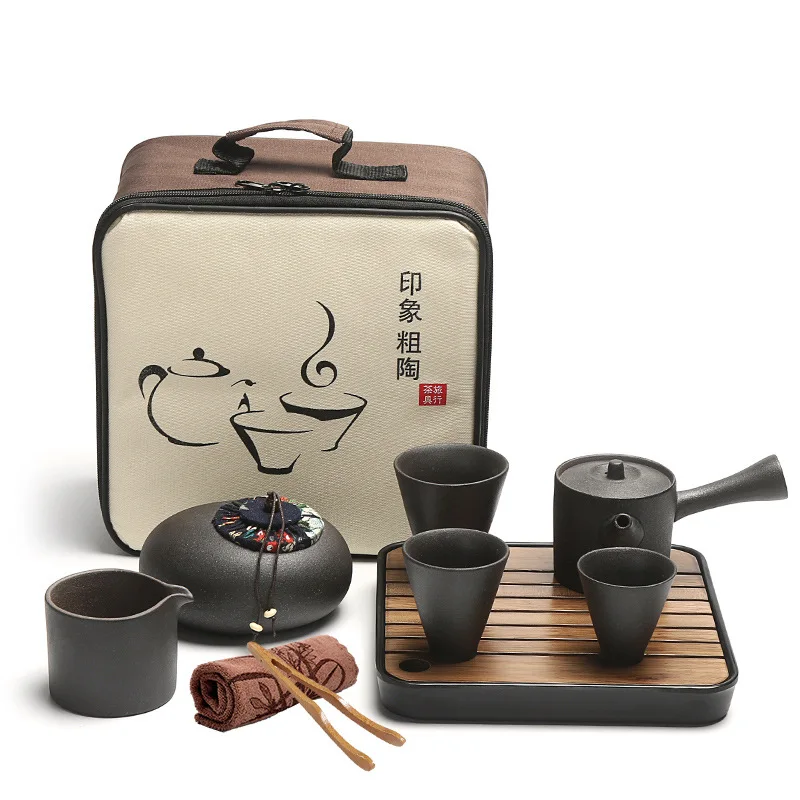 Portable Kungfu Tea Set, Travel, Outdoor, Office, Simple Use, Chinese Porcelain Tea Cups, Trays, Gifts Box