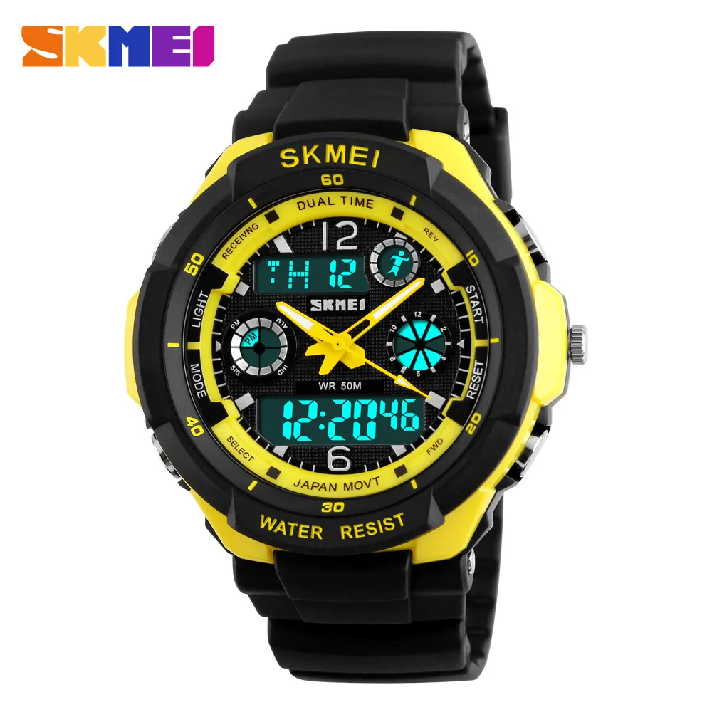 S Shock skmei 0931 мужские наручные часы военные цифровые светодиодные спортивные кварцевые часы для дайвинга Роскошные Брендовые мужские часы relogio masculino - Цвет: full yellow