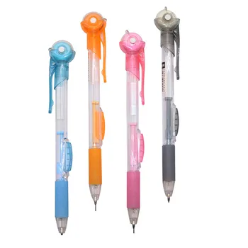 

4 Pcs Pen mix color Office Stationery 0.7 Mm Transparent With An Automatic Pencil Eraser Avoid Cutting Pencil Mechanical Pencil