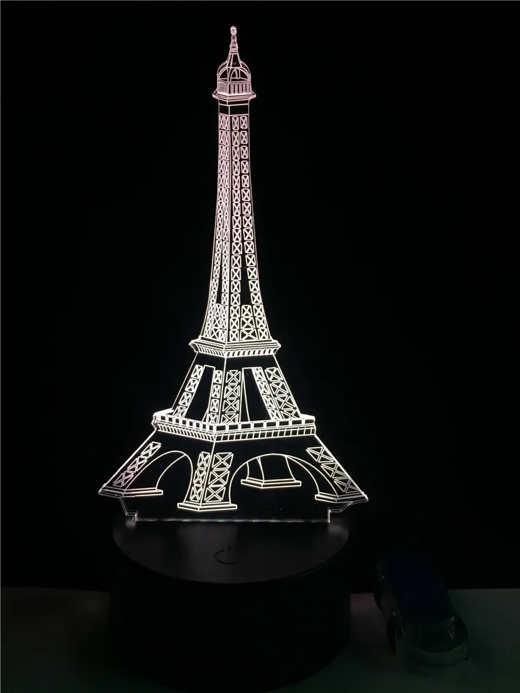 3D Эйфелева башня с красным светодиодом настольная лампа свет 7 цветов Изменение ночник детский подарок RC пульт дистанционного управления умный дом Декор