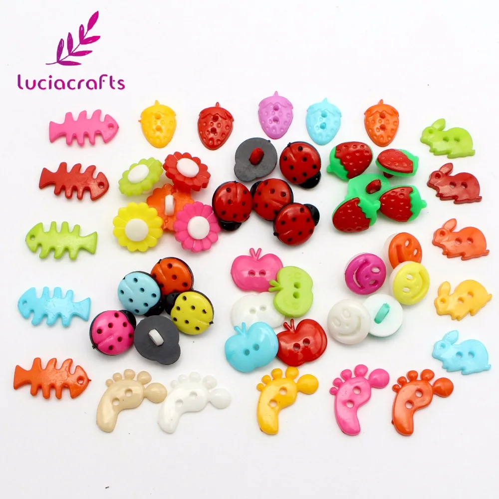 Lucia crafts 16-29 мм произвольно смешанные Мультяшные деревянные пластиковые пуговицы одежда DIY шитье, скрапбукинг, аксессуары E0227