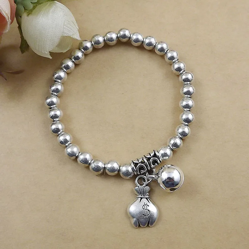 Women Fashion jewelry Silver beads Bracelet jingle bell Chinese