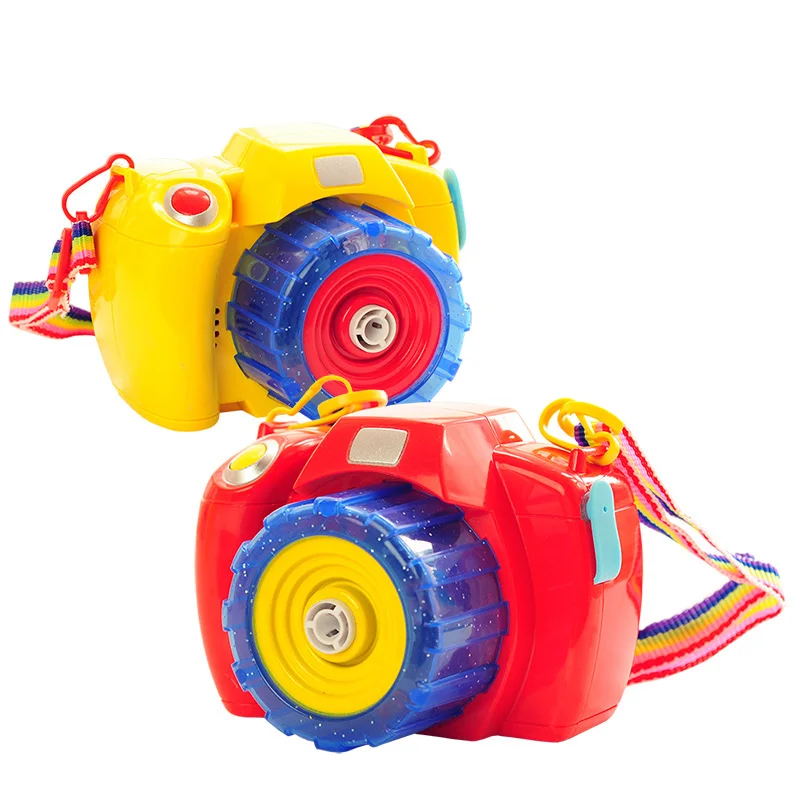 Красный/желтый весело пузырь камера игрушки, бутылки дующие пузыри, свет музыка электропистолет для мыльных пузырей игрушки, детская игрушка Подарки на год