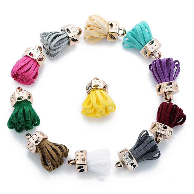 Best 10pcs Color ear keychain tassel hooded pendant tassel earrings accessories DIY handmade bag mobile phone hanging material