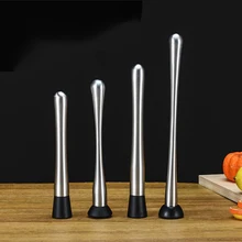 Pilons à Cocktail en acier inoxydable avec tête en Nylon rainurée, accessoires de Bar professionnels