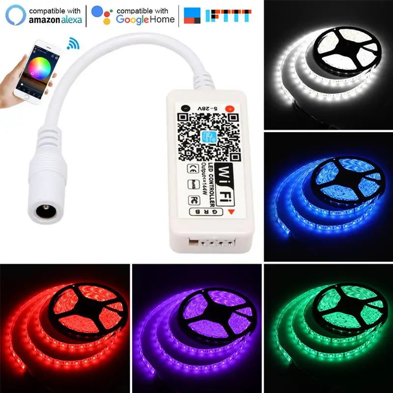 Wifi светодиодный смарт-контроллер DC5-28V мини wifi RGB полоса музыкальный контроллер работает с Alexa Google Assistant iftt полоса света