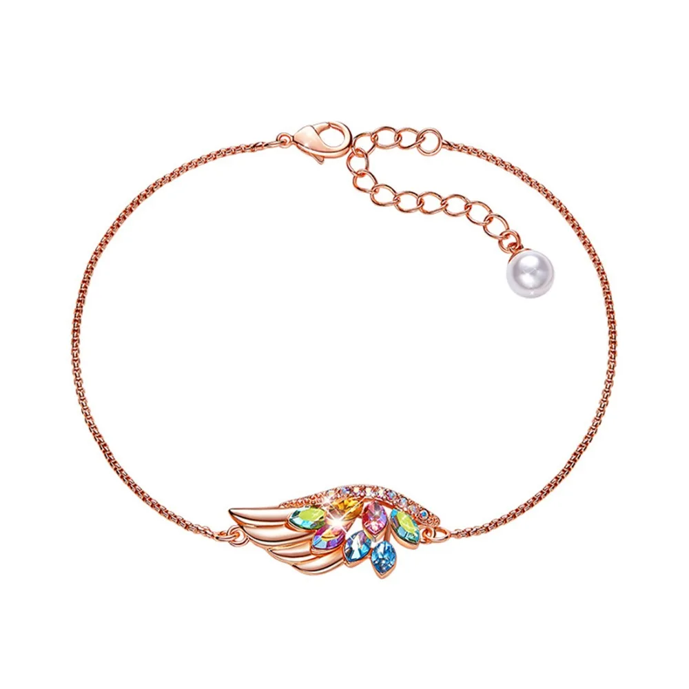 

Rose Gold Plated Angel Wing bracelets bangles with Colorful Cubic Zirconia Stones for Women Crystals from Swarovski