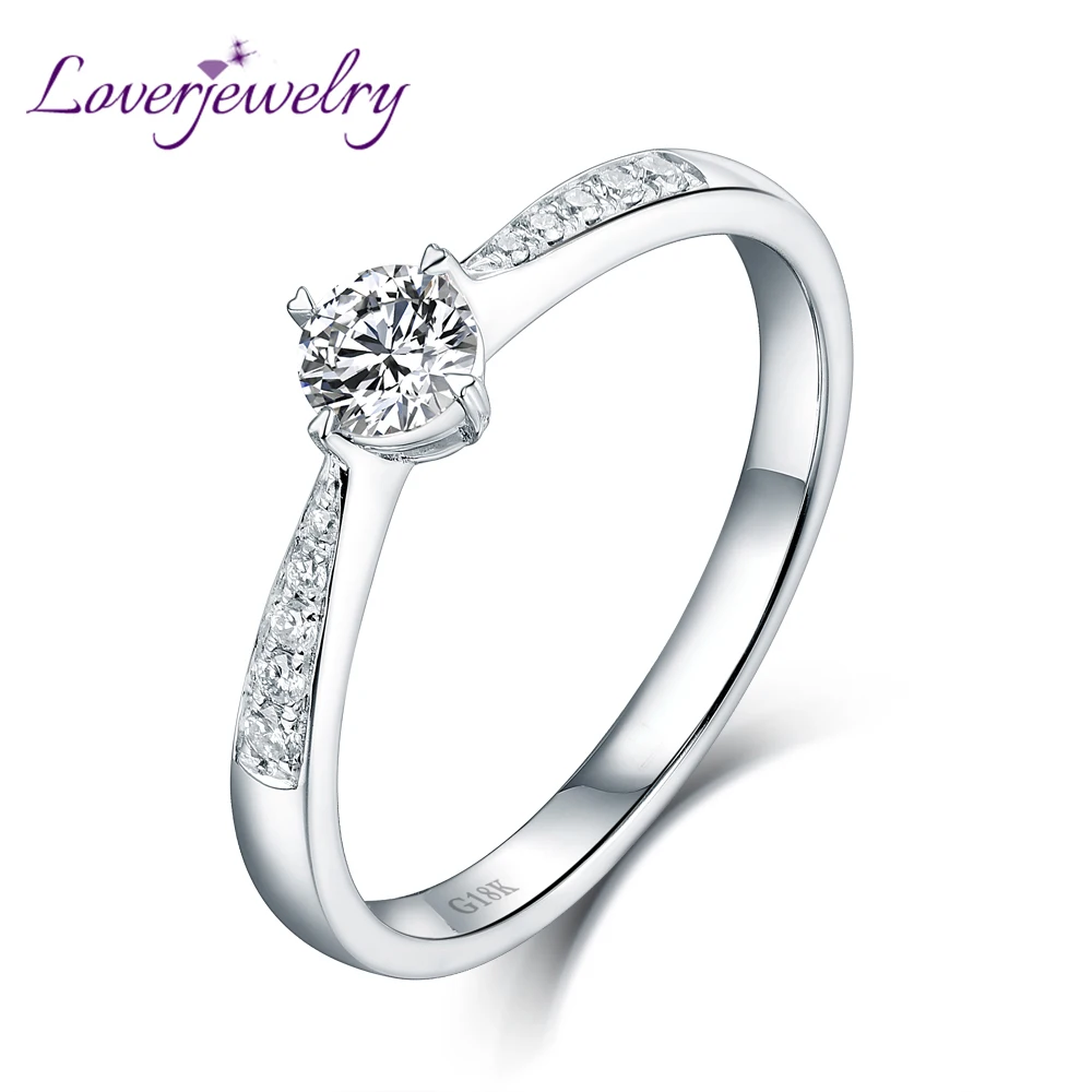 Кольцо с бриллиантами LOVERJEWELRY кольцо из настоящего белого золота 18 карат