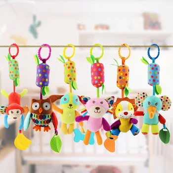 Newborn Baby Rattle Toys Cartoon Animal Plush Hand Bell Baby Stroller Crib Hanging Rattles Infant Baby Toys Gifts adorable baby rattles plush crib stroller infant baby pram striped cute rattle hanging rabbit bear animal toy