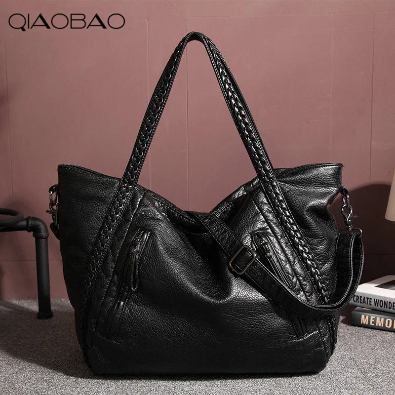 

QIAOBAO 2019 Fashion Famous Brand Women Leather Bag Sheepskin Handbag Sheepskin Totes Shoulder Bags Designer Wholes