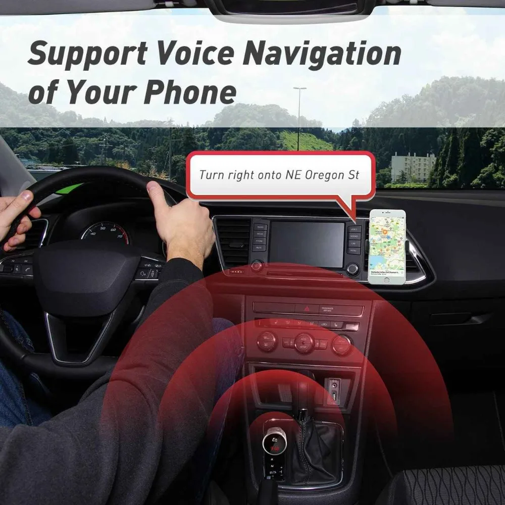 VicTsing Bluetooth FM Transmitter for Car QC3.0 Wireless Bluetooth 4.2 Radio Transmitter Adapter Hands-Free Dual USB Charger