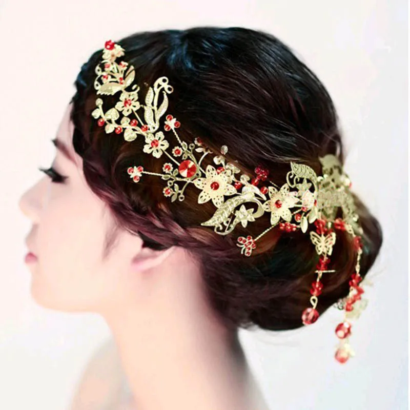 Shosixuan невесты головной убор Золотой красный Китайский стиль свадебные прически аксессуары Qipao платье аксессуары ювелирные изделия