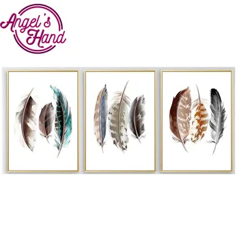 

5d custom diamond painting eigen foto Watercolor Feathers attrape reves plumes mandala diamond painting embroidered cross stitch