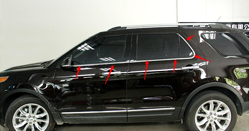 

6 pieces/ set Outer Bottom Window Frame Sill Trim Stainless Steel For Ford Explorer 2011 2012 2013 2014 2015