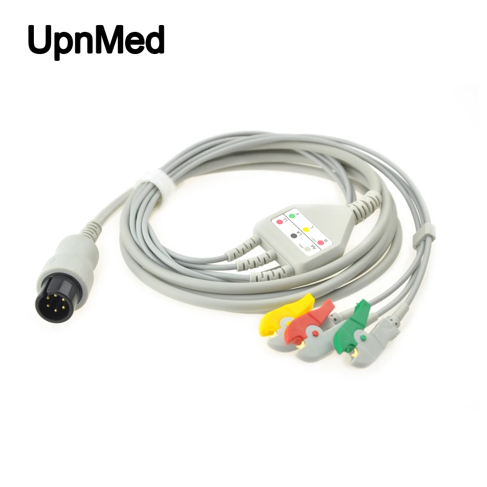 

Compatible Universal/Normal 6pin one piece 3 lead ecg cable with Clip,IEC