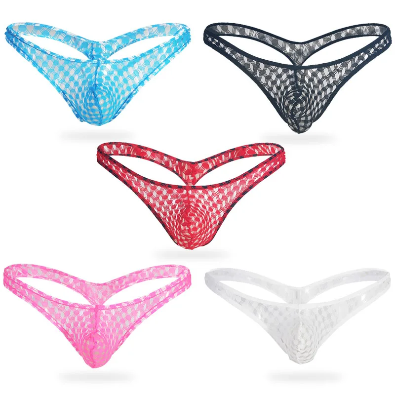 

Sexy Men Underwear Grid Transparent Panties Man Bikini Briefs Mens Thongs And G Strings Jockstrap Men Cueca Underpants