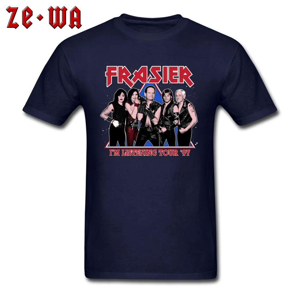 Printed Normal Fashionable Short Sleeve Autumn Tops T Shirt Coupons Crewneck Cotton Fabric Tee-Shirt Men T-Shirt FRASIER - IM LISTENING TOUR 97 -5180 navy