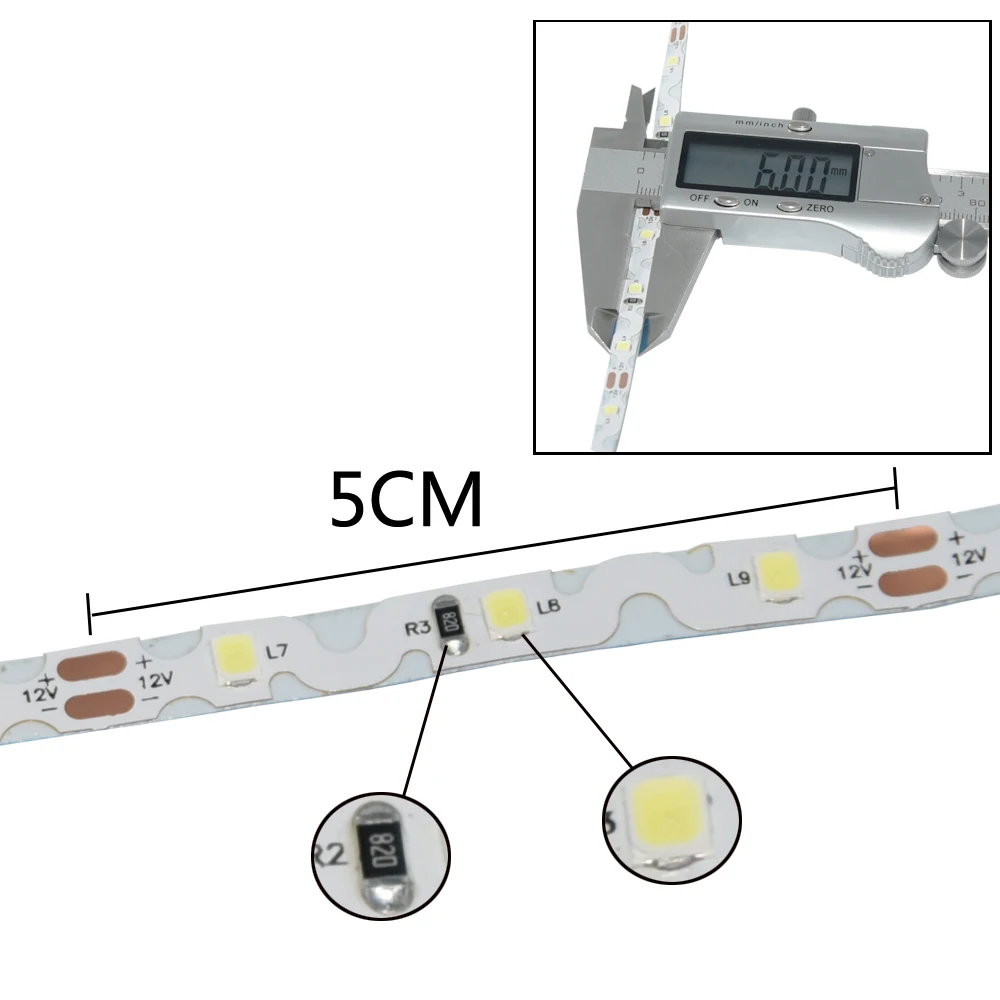 TXG 5 м/рулон 6 мм 60 Светодиодный s/m DC12V SMD2835 Одноцветный свободный изгиб S форма Светодиодная лента для channel letters back lightbox