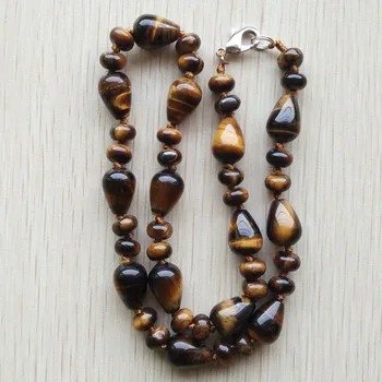 

2016 new fashion hot selling high quality natural tiger eye stone water drop beads pendants & necklace jewelry free shipping