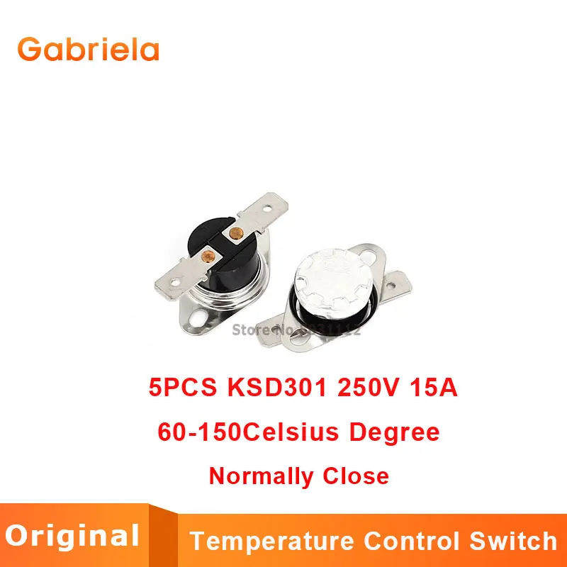 2PCS KSD302 16A 250V 40-185 degree Ceramic KSD301 Normally Closed Temperature Switch Thermostat 45 55 60 65 70 75 80 85 90 95