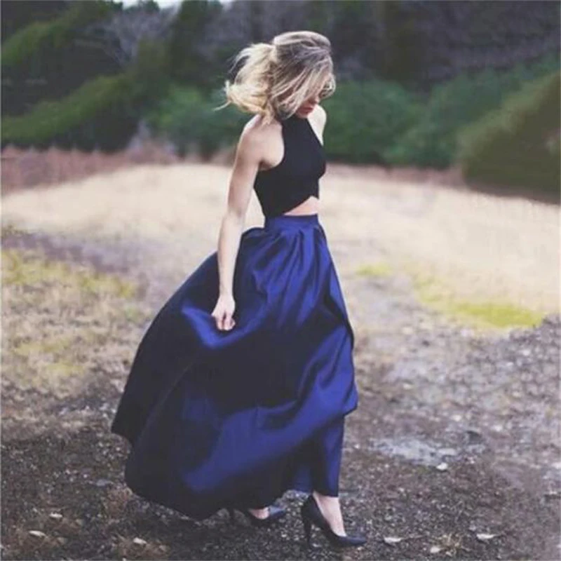 Royal Blue Long Maxi Skirt Elegant Floor Length Pleat Women Skirt Custom Made Vintage A Line Female Skirt All the Season