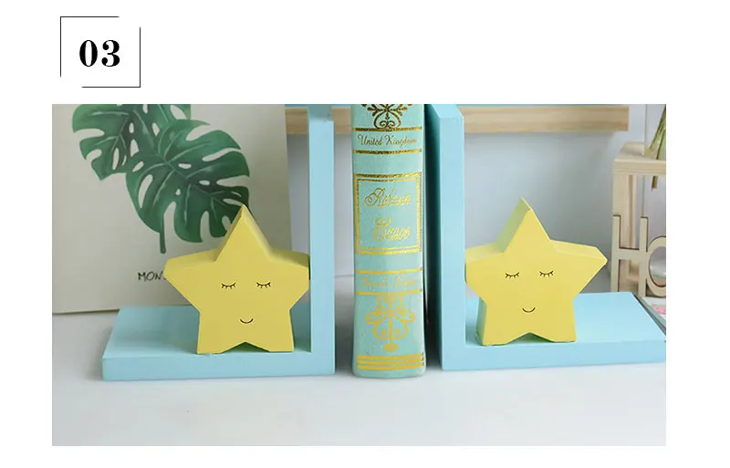 Деревянный нескользящий Bookend Star Луна книга полка держатель стенд детский кабинет украшения стеллаж для хранения Bookend для домашнего офиса поставка