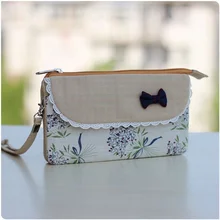 Женские кошельки из хлопка с цветочным принтом и бантиком, кошельки для мелочи, маленькие сумочки для денег, чехлы для телефонов, сумки для девушек