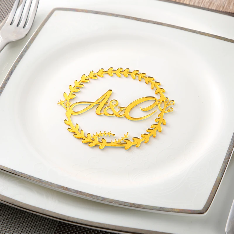 

Custom wedding monogram invitation Laser cut initials Wedding place cards Laurel wreath Wedding table signs Wedding logo