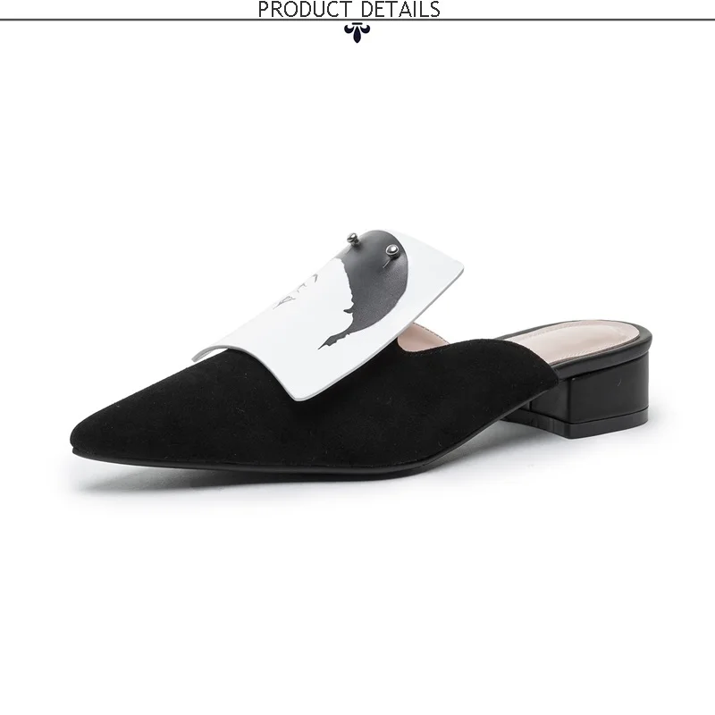 ZVQ/модные шлепанцы; женская обувь с острым носком; босоножки из натуральной кожи на каблуке 3,5 см; стиль; женские шлепанцы; брендовая Летняя обувь;