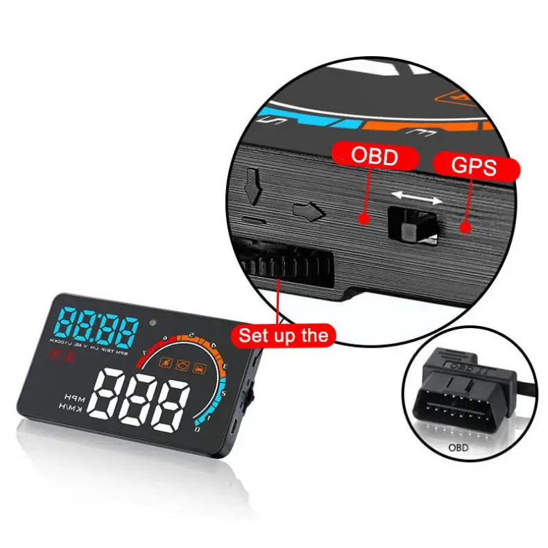  Universal D2500 35 Zoll HD Intelligente Auto Head Up Display mit OBD und GPS Dual System Display fü