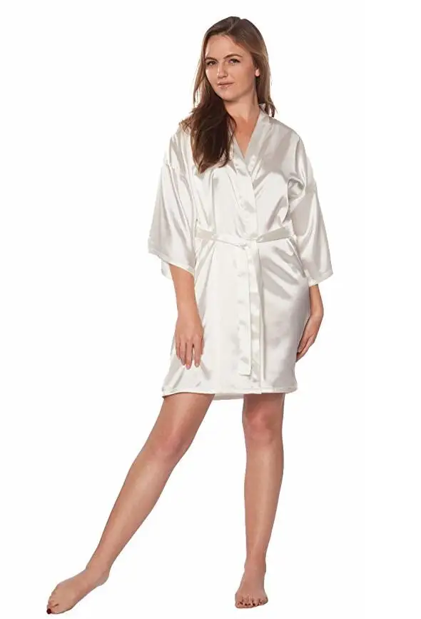 Robe Wedding Bride Women Sleepwear nightwear White Bridal Dress Bathrobe Night dress Home Gown Sleepwear Nightgown Dressing Gown women sleepwear bride robes silk robe