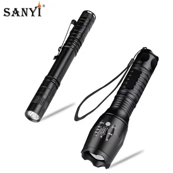 

Promotion Set T6 LED Tactical Flashlight 18650 Zoom Focus Torch + Mini Torch Portable Lantern Waterproof Pocket flashlight AAA