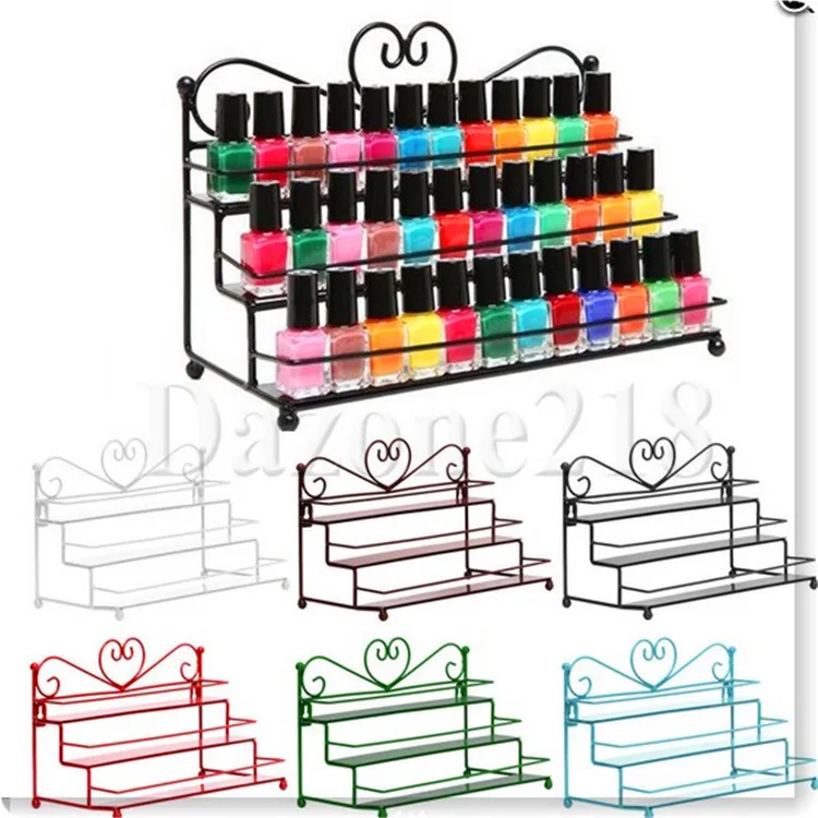 

Makeup Organizer Rack Lipstick Nail Polish Clear Iron Cosmetic Storage Box Three Layer Perfume Display Case Stand Holder