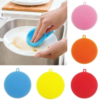 

1PC New Silicone Dish Bowl Cleaning Brush Silicone Scouring Pad Silicone Dish Sponge Kitchen Pot Cleaner Washing Tool