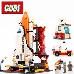 Gudi 8815 город космоса шаттл Building Block наборы для ухода за кожей 679 шт. космический центр DIY Кирпичи Классические Обучающие игрушки детей