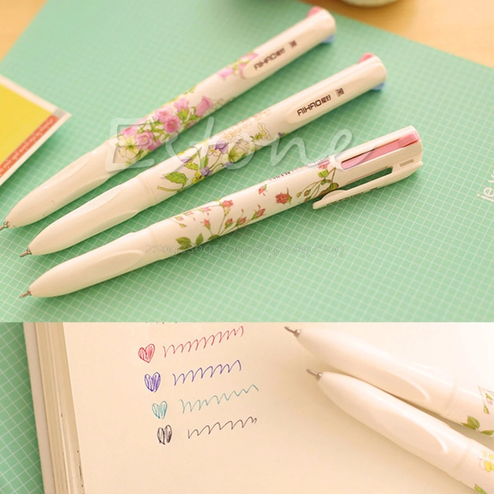 

3PCS 4 Colors in 1 Pen Stationery Summer Story Multicolor Ball Point Pens O16 dropship