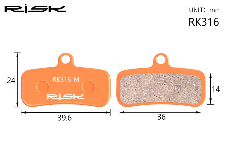 RISK 1 пара велосипедных дисковых тормозных колодок полностью из металлического материала оранжевая велосипедная горная велосипедная тормозная колодка для спуска под гору XT SHIMANO AVID - Цвет: RK316