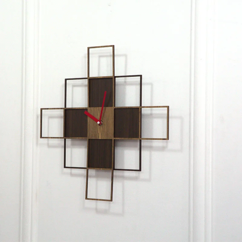 

Retro Wood Grain Wall Clock Creative Art Personality Mute Watch Home Decoration Living Room Electronic Quartz Digital Needle