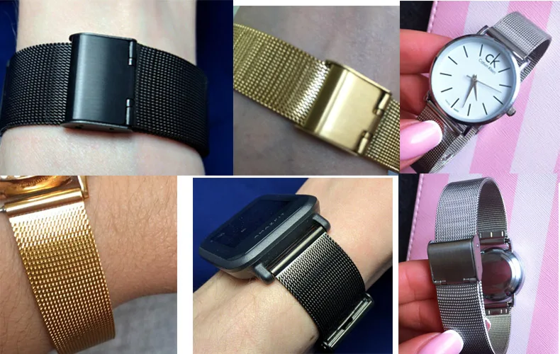 

Milan mesh stainless steel bracelet ultrathin watchband strap for General Thin watch ticwatch womens mens brand 10 12 14 16mm