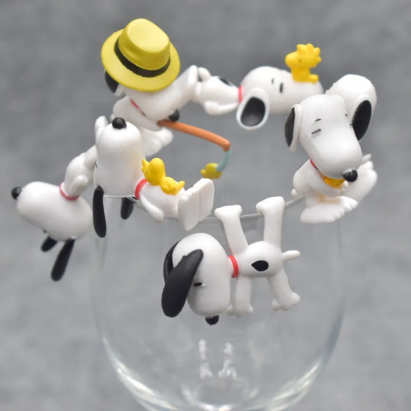 

7pcs/set Peanuts Charlie Brown Cup Edge Figure Model Dolls Kids Friend Birthday Gift Wedding Christmas New Year Gifts for Guests