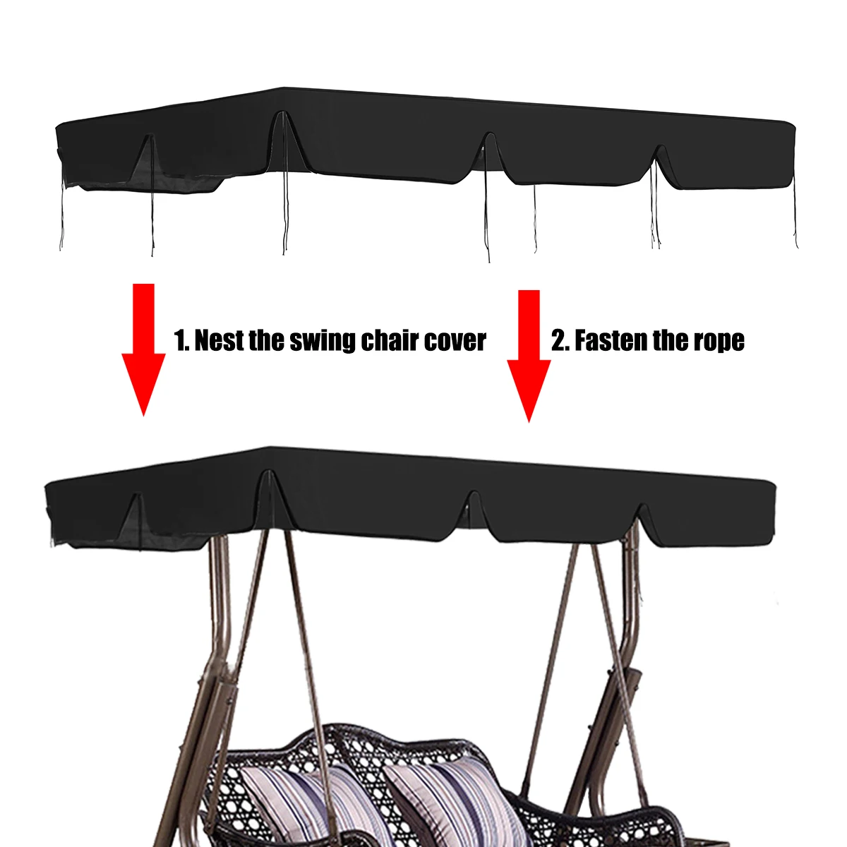 2/3 asientos, Columpio de jardín cubierta de sombra impermeable Silla de oscilación de la cubierta superior de interior al aire libre tienda hamaca silla velas de sombra 2/3 asientos, Columpio de jardín cubierta de sombra impermeable Silla de oscilación de la cubierta superior de interior al aire libre tienda hamaca silla velas de sombra