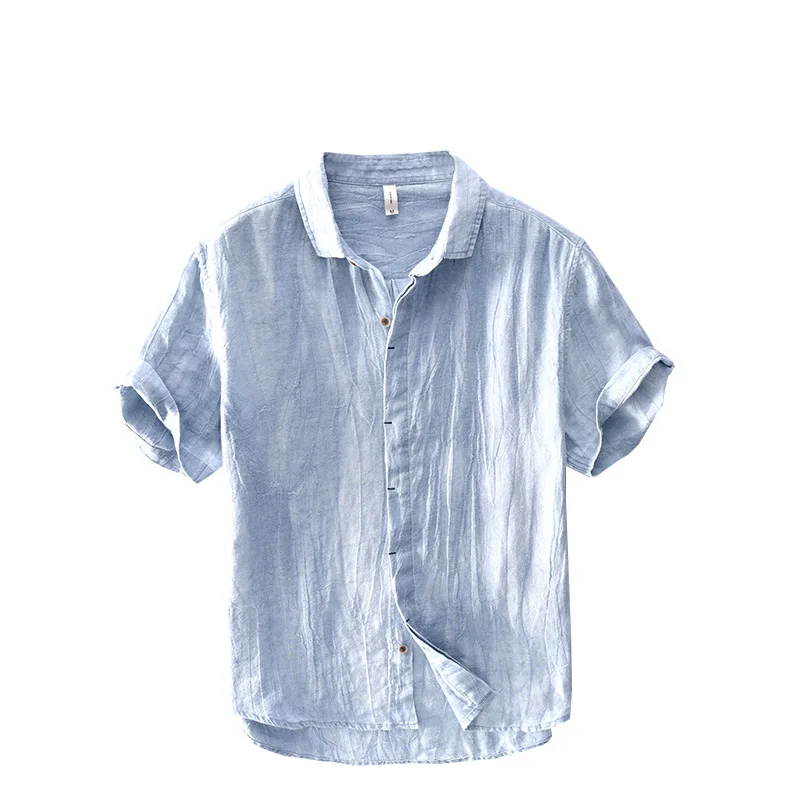 

Men's Linen Short Sleeve Button Shirts Tops Blouse M-3XL