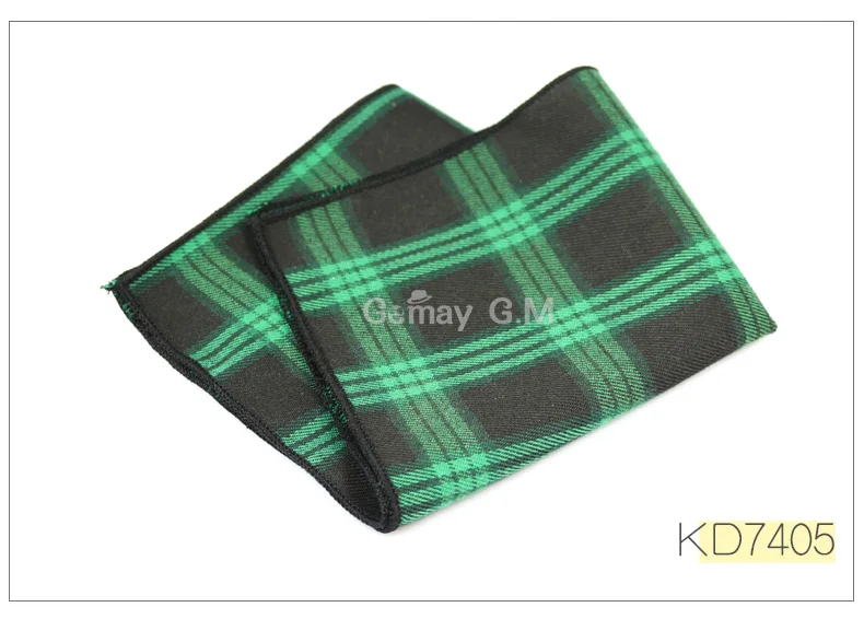 High Quality Cotton Mens Pocket Square Adult Plaid Hankerchief Scarves Vintage Hankies Men's Hanky Square Handkerchiefs - Цвет: KD7405