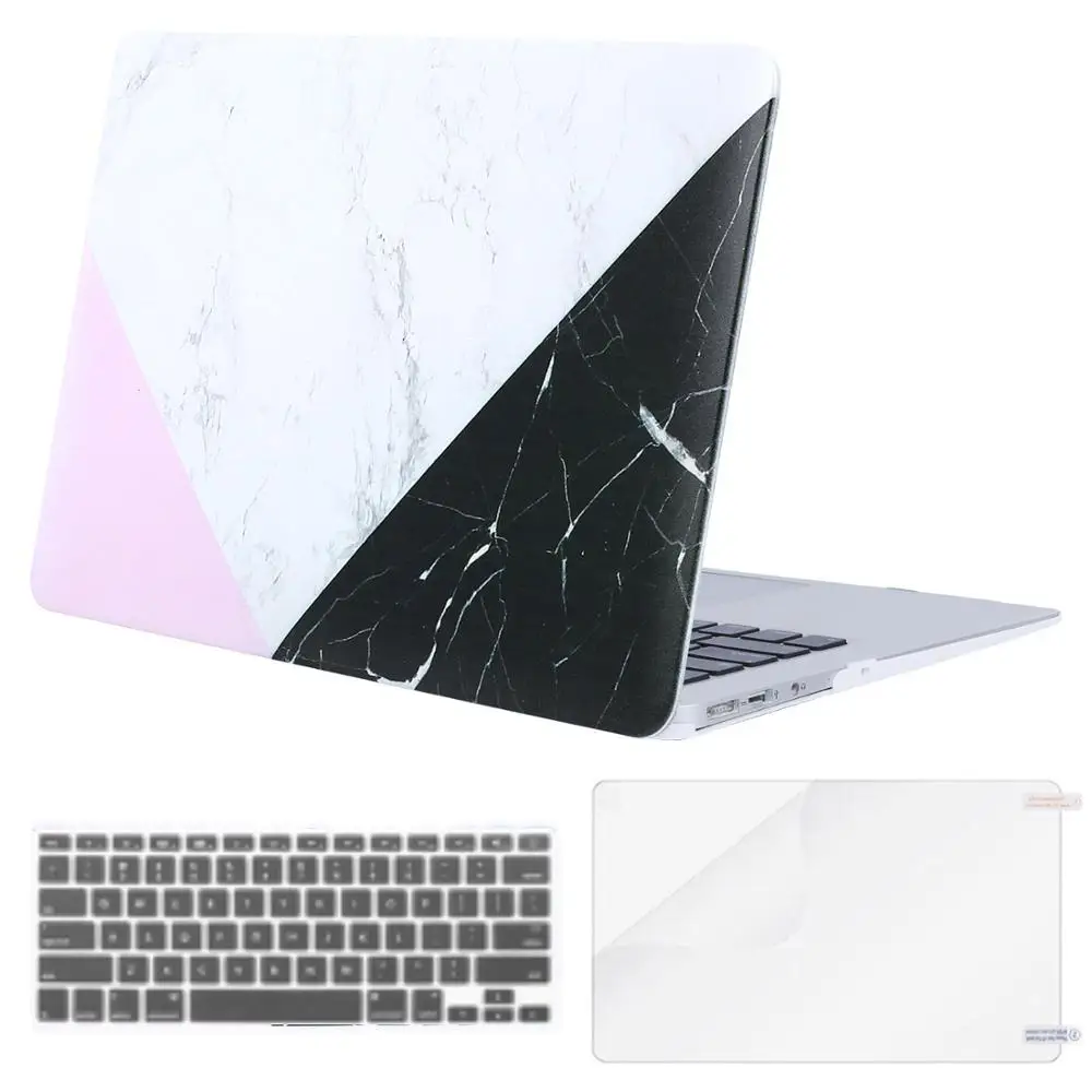 Чехол для ноутбука MOSISO для Apple MacBook Air Pro retina 11 12 13 15 жесткий чехол для ноутбука macbook Air 13+ чехол для клавиатуры - Цвет: White Black Marble