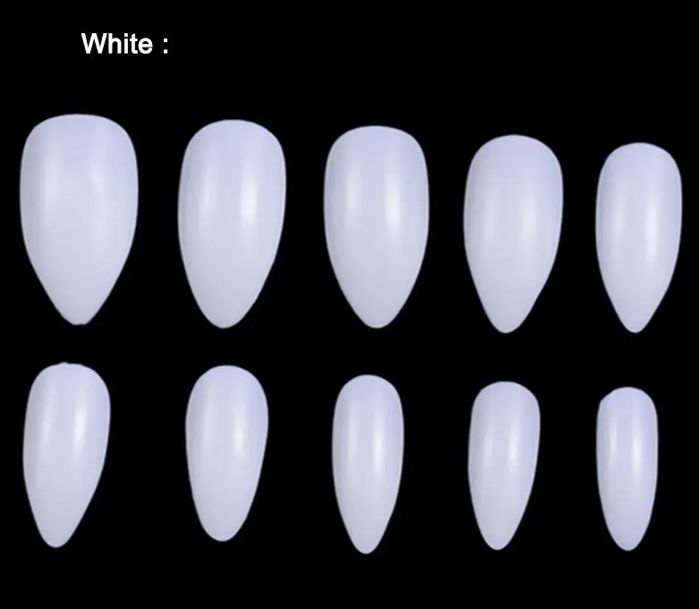 600 шт./упак. острые ногти острые поддельные ногти Короткие Полное покрытие искусственные кончики для ногтей ложный акриловый гель для маникюра советы - Цвет: White